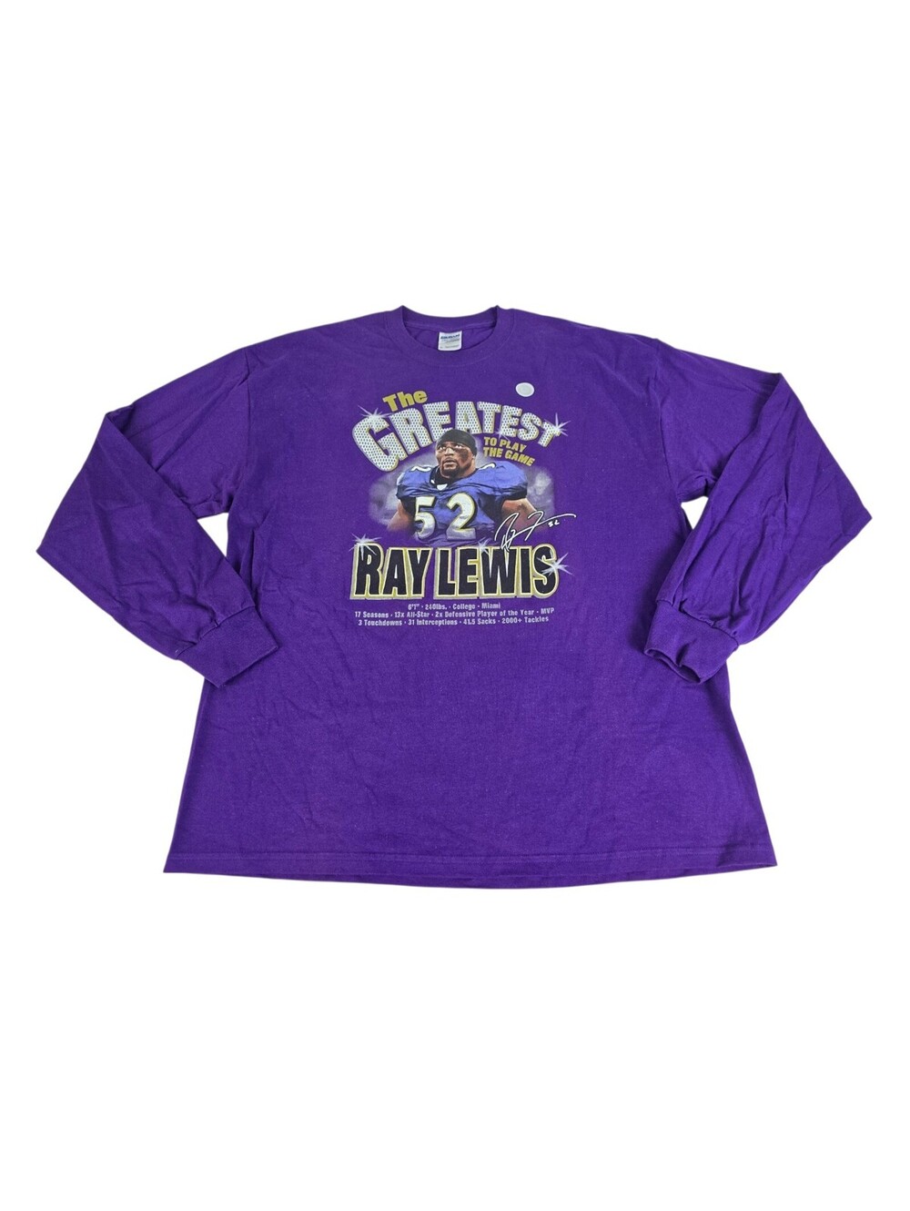 Ray Lewis Tribute L/S T-shirt 2XL Baltimore Ravens Hall of Fame NFL Football New